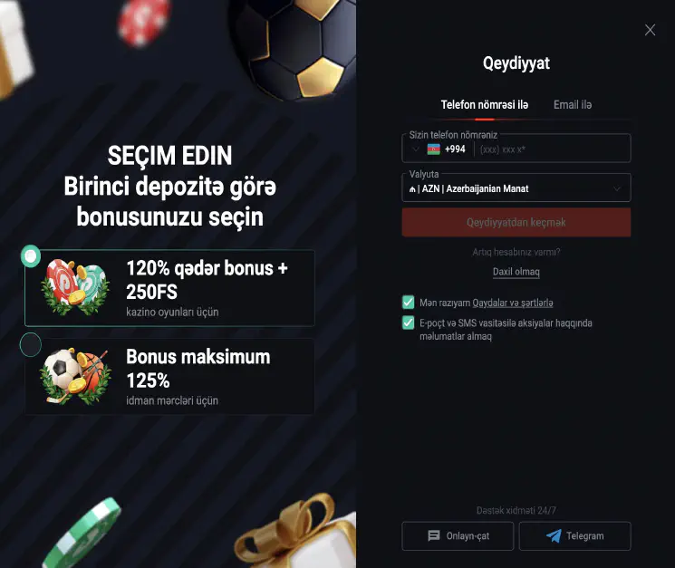 Azərbaycanda ən populyar kazinolardan birinin Pin up Casino baş səhifəsi