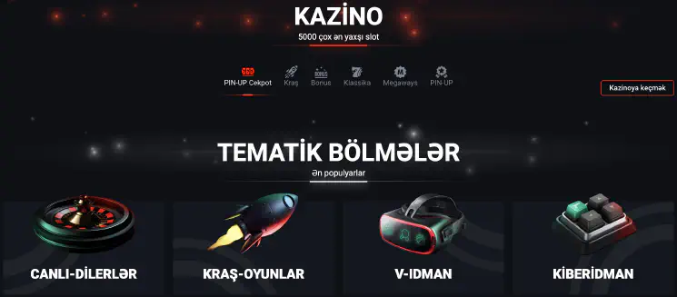 Pin up Casino AZ-da qeydiyyat zamanı rahat interfeys